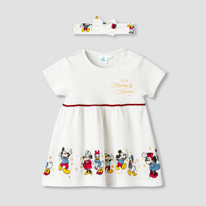 Disney Round Neck Short Sleeve Dress with Hairband