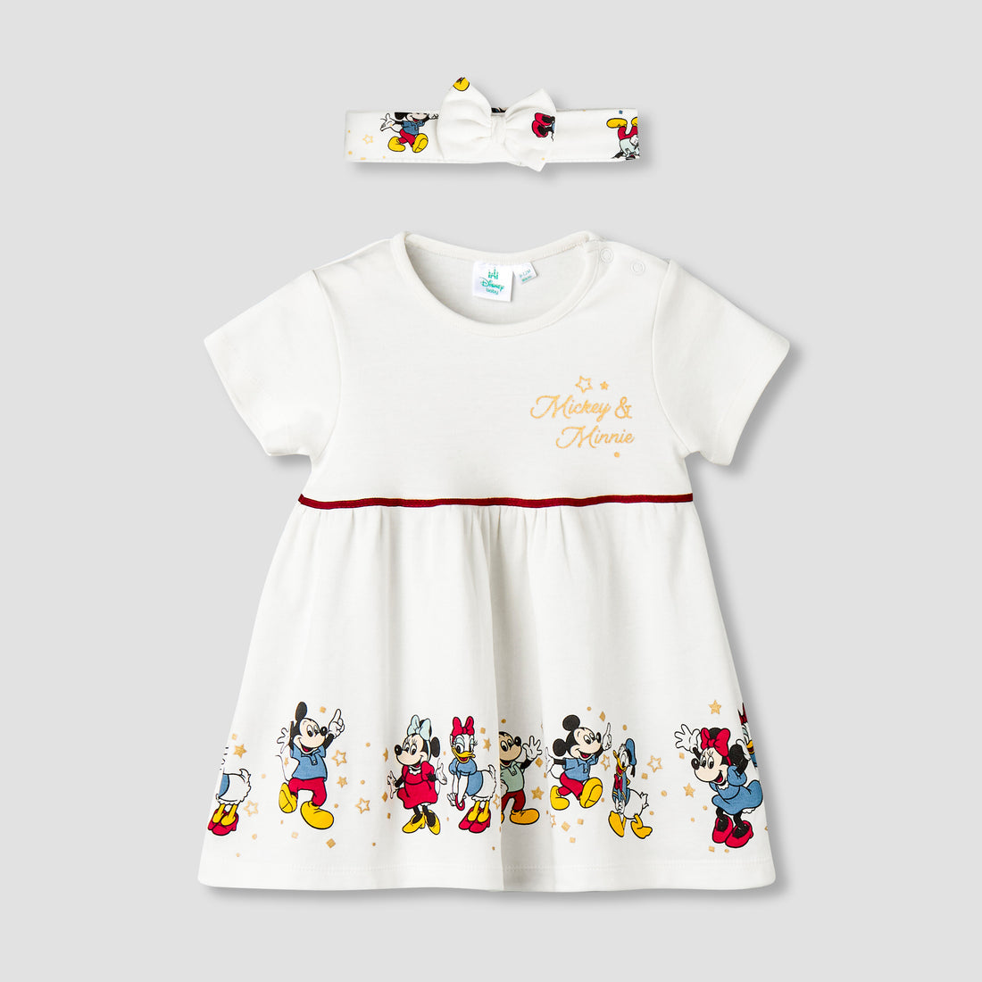 Disney Round Neck Short Sleeve Dress with Hairband