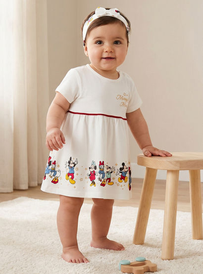 Disney Round Neck Short Sleeve Dress with Hairband-baby-girls-clothing-dressesandjumpsuits-image-1