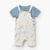 Juniors Crew Neck Short Sleeves T-shirt and Dungaree Set with Safari Print - Multicolour / 12-18 mths