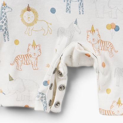 Juniors Crew Neck Short Sleeves T-shirt and Dungaree Set with Safari Print