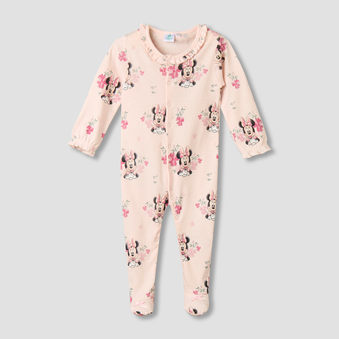 Disney Cotton Long Sleeves Sleepsuit with Minnie Mouse Print - Pink / 9-12 mths