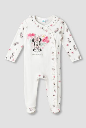 Disney Cotton Round Neck Long Sleeves Sleepsuit with Minnie Mouse Print