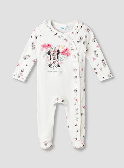 Disney Cotton Round Neck Long Sleeves Sleepsuit with Minnie Mouse Print-baby-girls-clothing-nightwear-sleepsuits-image-1