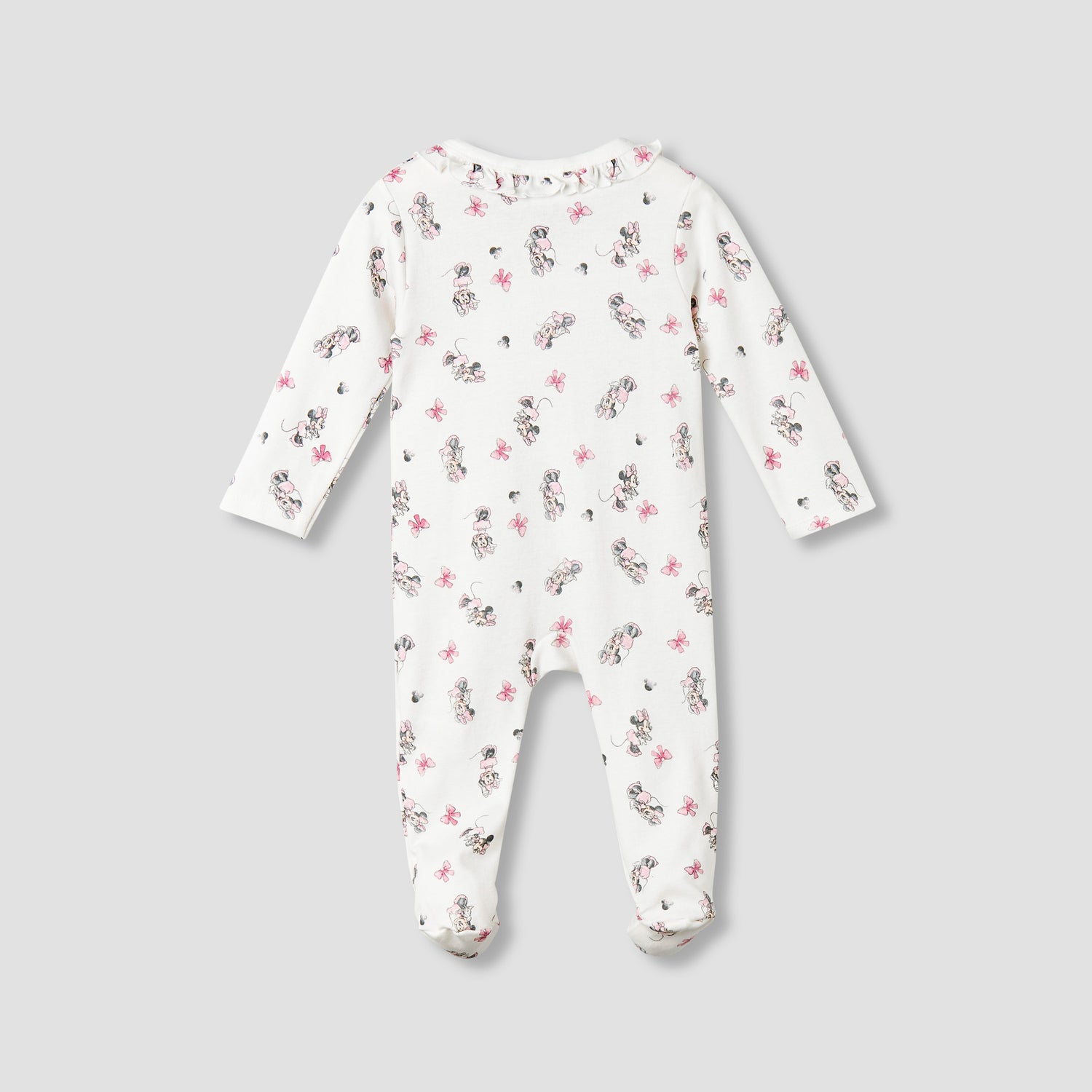 Disney Cotton Round Neck Long Sleeves Sleepsuit with Minnie Mouse Print