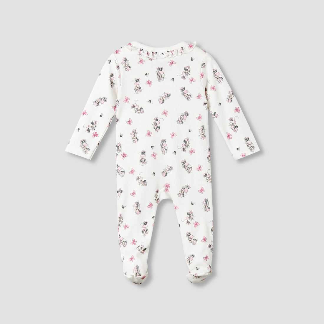 Disney Cotton Round Neck Long Sleeves Sleepsuit with Minnie Mouse Print