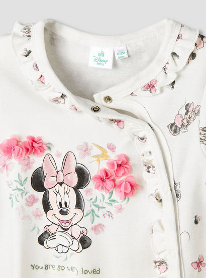 Disney Cotton Round Neck Long Sleeves Sleepsuit with Minnie Mouse Print-baby-girls-clothing-nightwear-sleepsuits-image-3