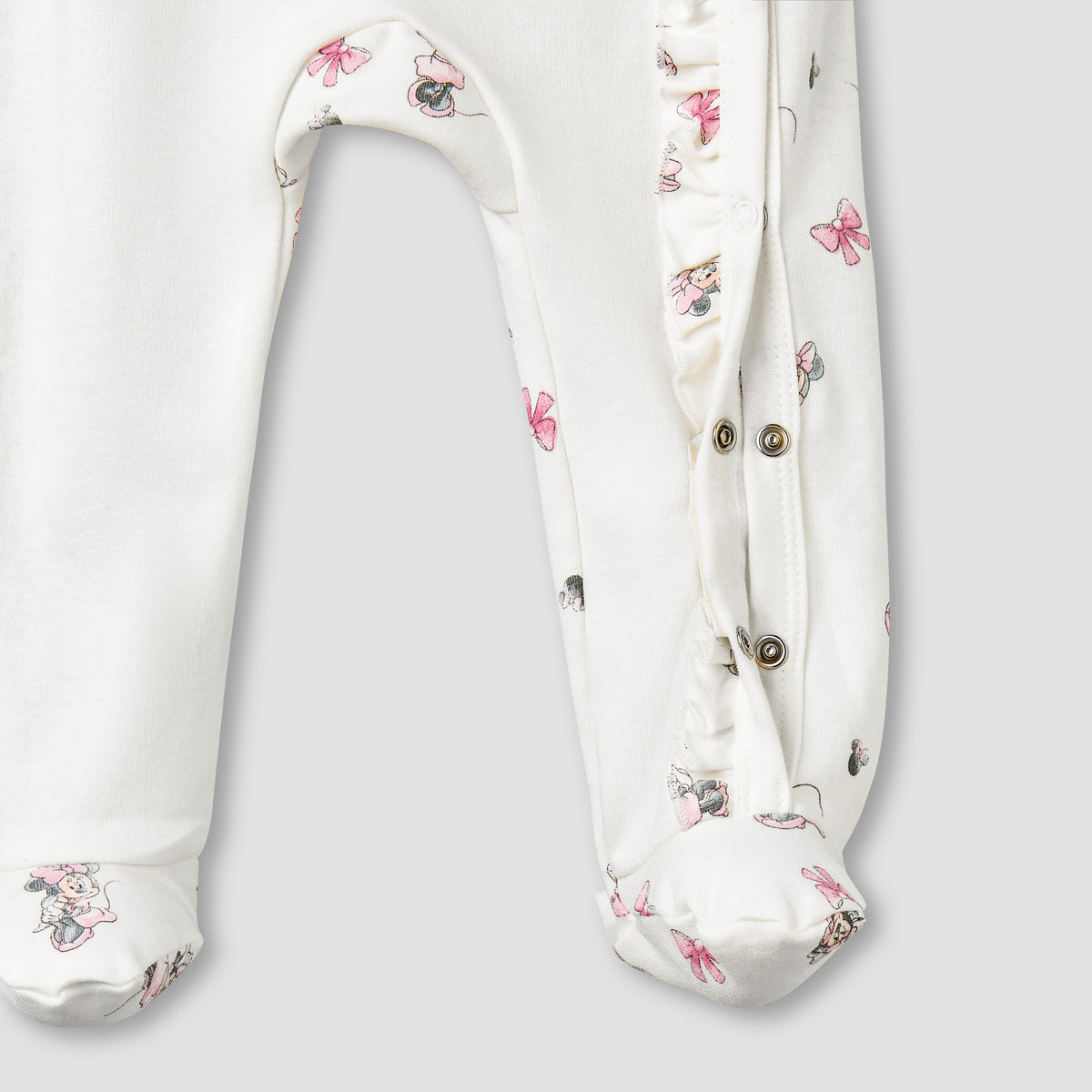 Disney Cotton Round Neck Long Sleeves Sleepsuit with Minnie Mouse Print