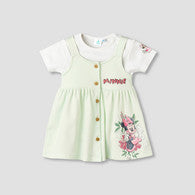 Disney Crew Neck Short Sleeves T-shirt and Dungaree Dress Set with Minnie Mouse Print-undefined-image-1