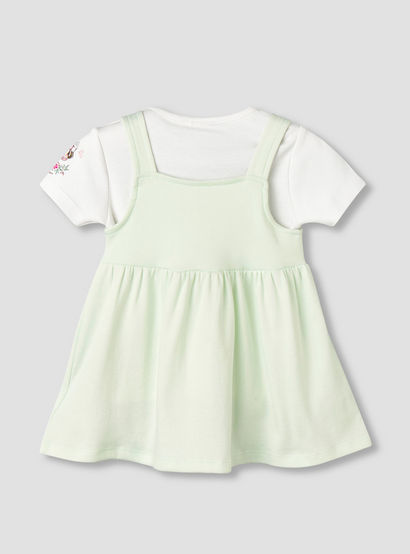 Disney Crew Neck Short Sleeves T-shirt and Dungaree Dress Set with Minnie Mouse Print-baby-girls-clothing-setsandcoords-image-2