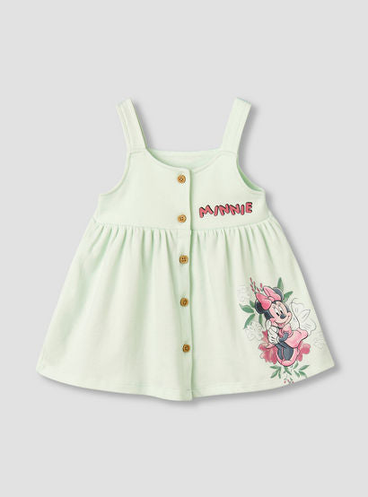 Disney Crew Neck Short Sleeves T-shirt and Dungaree Dress Set with Minnie Mouse Print-baby-girls-clothing-setsandcoords-image-4