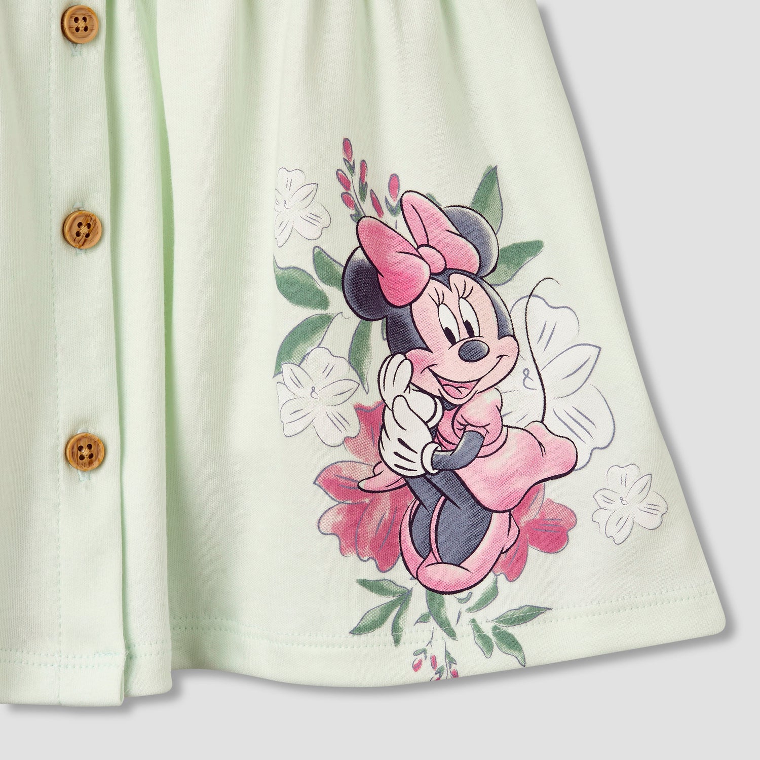 Disney Crew Neck Short Sleeves T-shirt and Dungaree Dress Set with Minnie Mouse Print