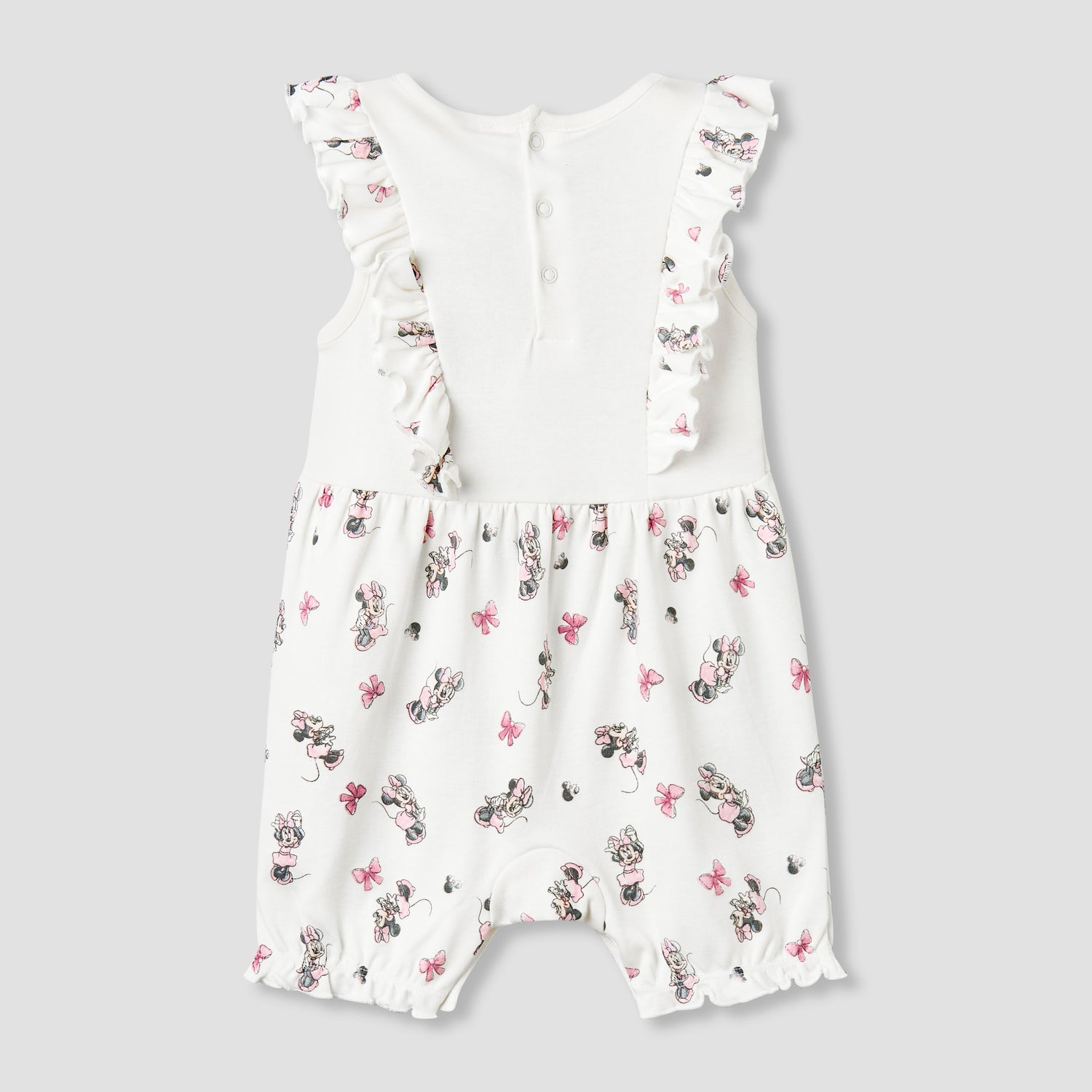 Disney Round Neck Sleeveless Romper with Minnie Mouse Print