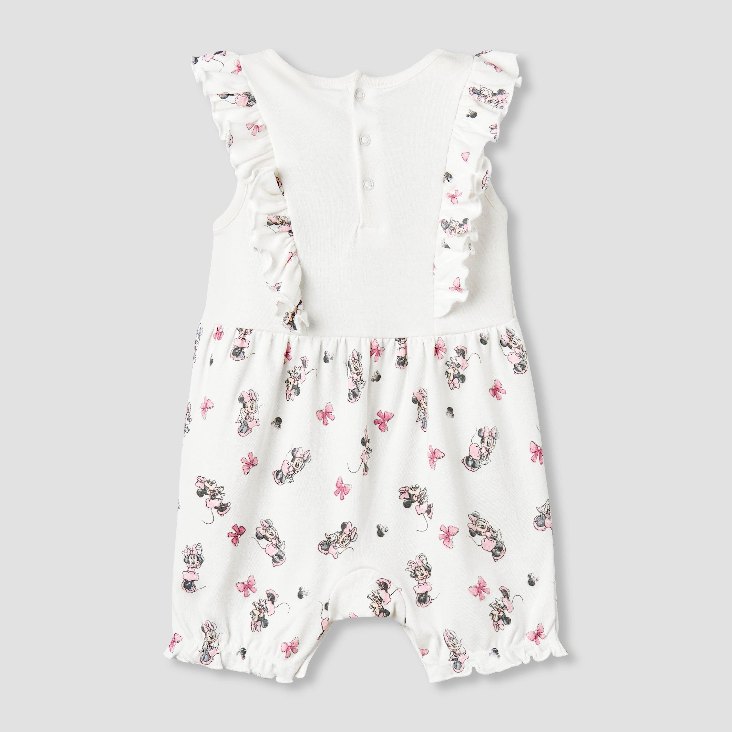 Disney Round Neck Sleeveless Romper with Minnie Mouse Print