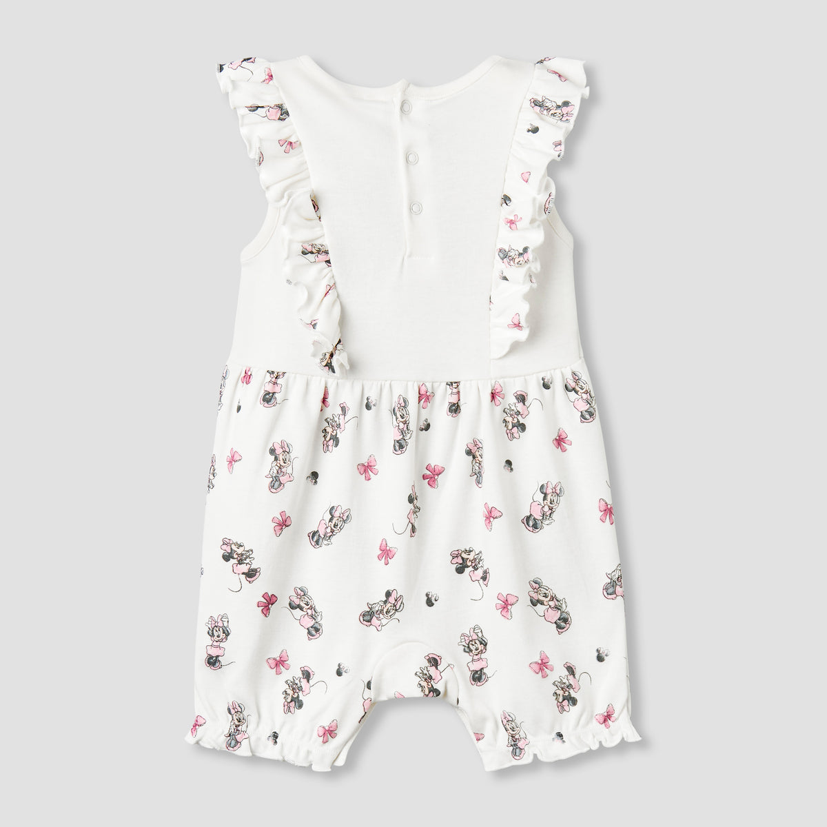 Disney Round Neck Sleeveless Romper with Minnie Mouse Print
