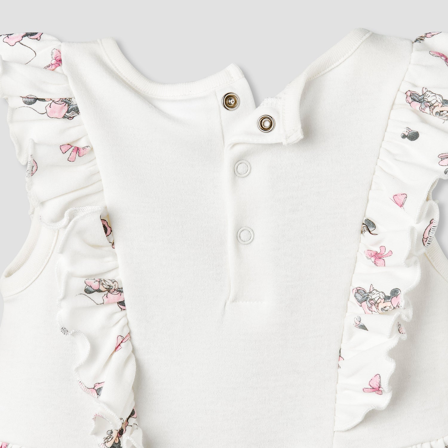 Disney Round Neck Sleeveless Romper with Minnie Mouse Print