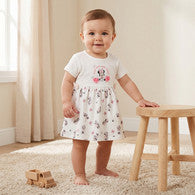 Disney Round Neck Short Sleeves A-line Dress with Minnie Mouse Print-undefined-image-1