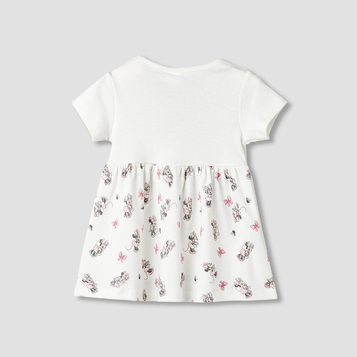 Disney Round Neck Short Sleeves A-line Dress with Minnie Mouse Print