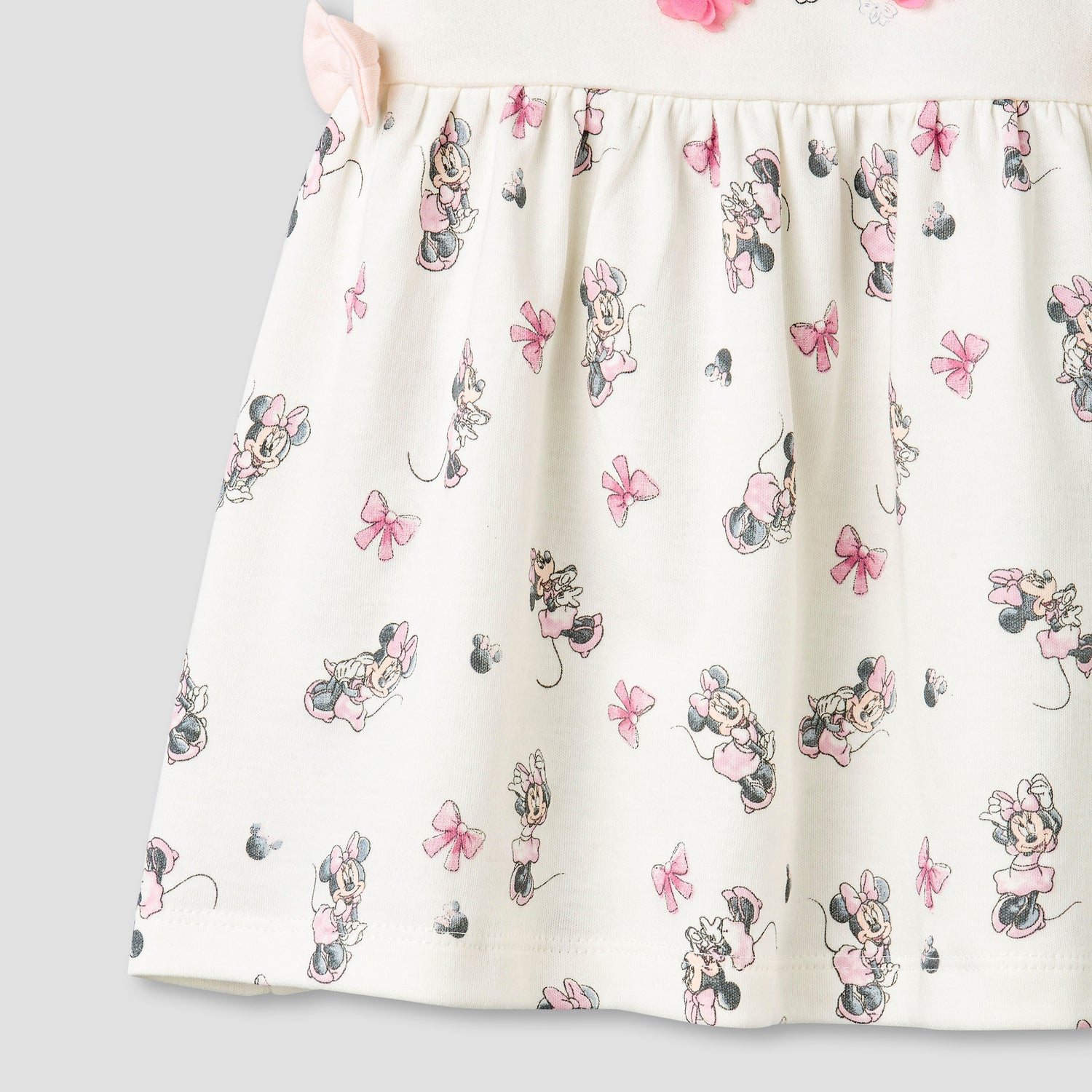 Disney Round Neck Short Sleeves A-line Dress with Minnie Mouse Print