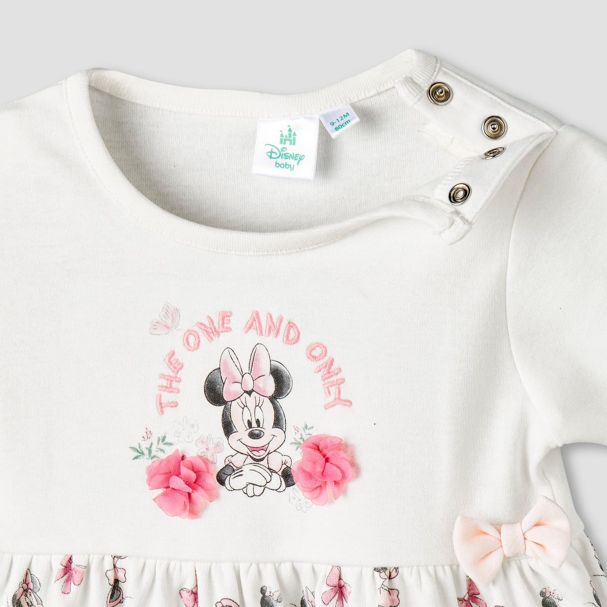 Disney Round Neck Short Sleeves A-line Dress with Minnie Mouse Print