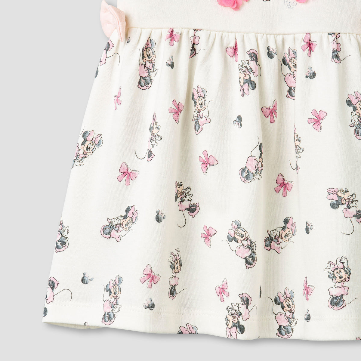 Disney Round Neck Short Sleeves A-line Dress with Minnie Mouse Print