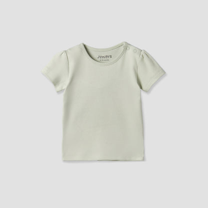 Juniors Round Neck Short Sleeves T-shirt and Dungaree Set with Safari Print
