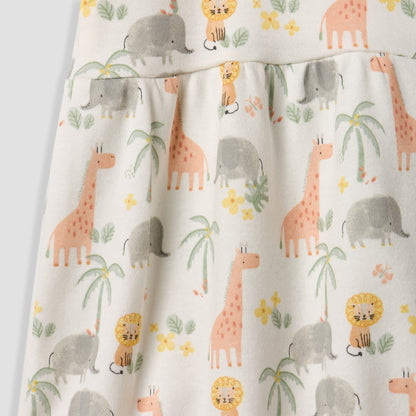 Juniors Round Neck Short Sleeves T-shirt and Dungaree Set with Safari Print