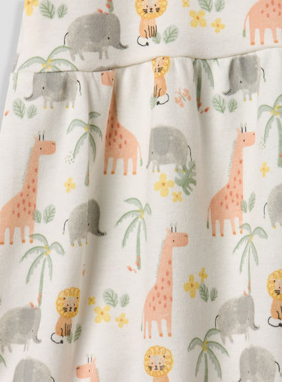 Juniors Round Neck Short Sleeves T-shirt and Dungaree Set with Safari Print-baby-girls-clothing-setsandcoords-image-8
