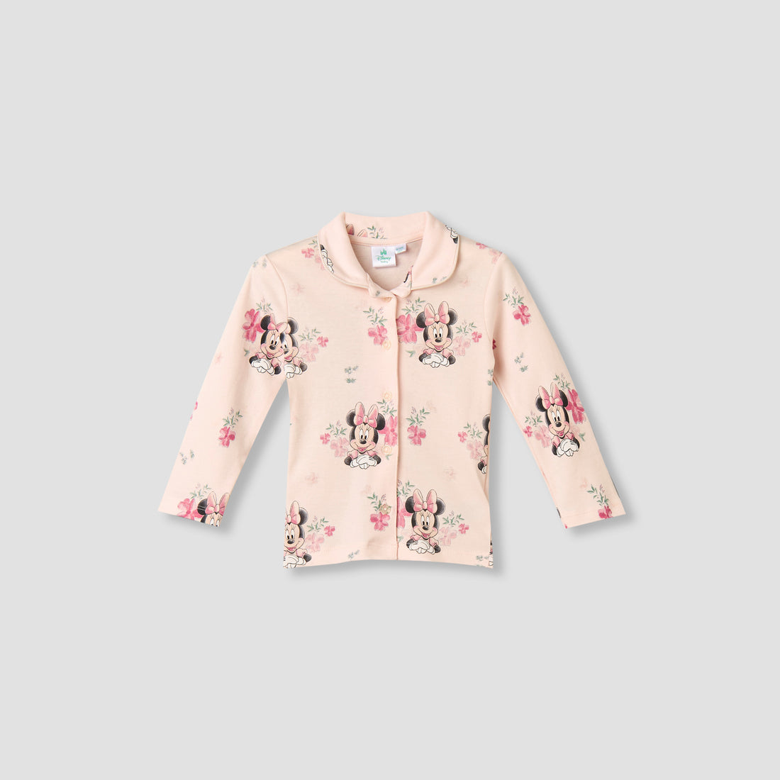 Disney Cotton Collared Long Sleeves Pyjama Set with Minnie Mouse Print