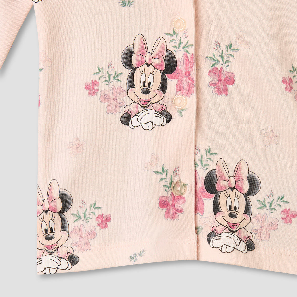 Disney Cotton Collared Long Sleeves Pyjama Set with Minnie Mouse Print