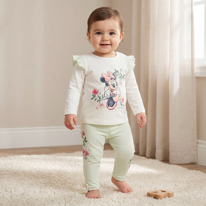 Disney Cotton Round Neck Long Sleeve Pyjama Set with Minnie Mouse Print - Multicolour / 12-18 mths