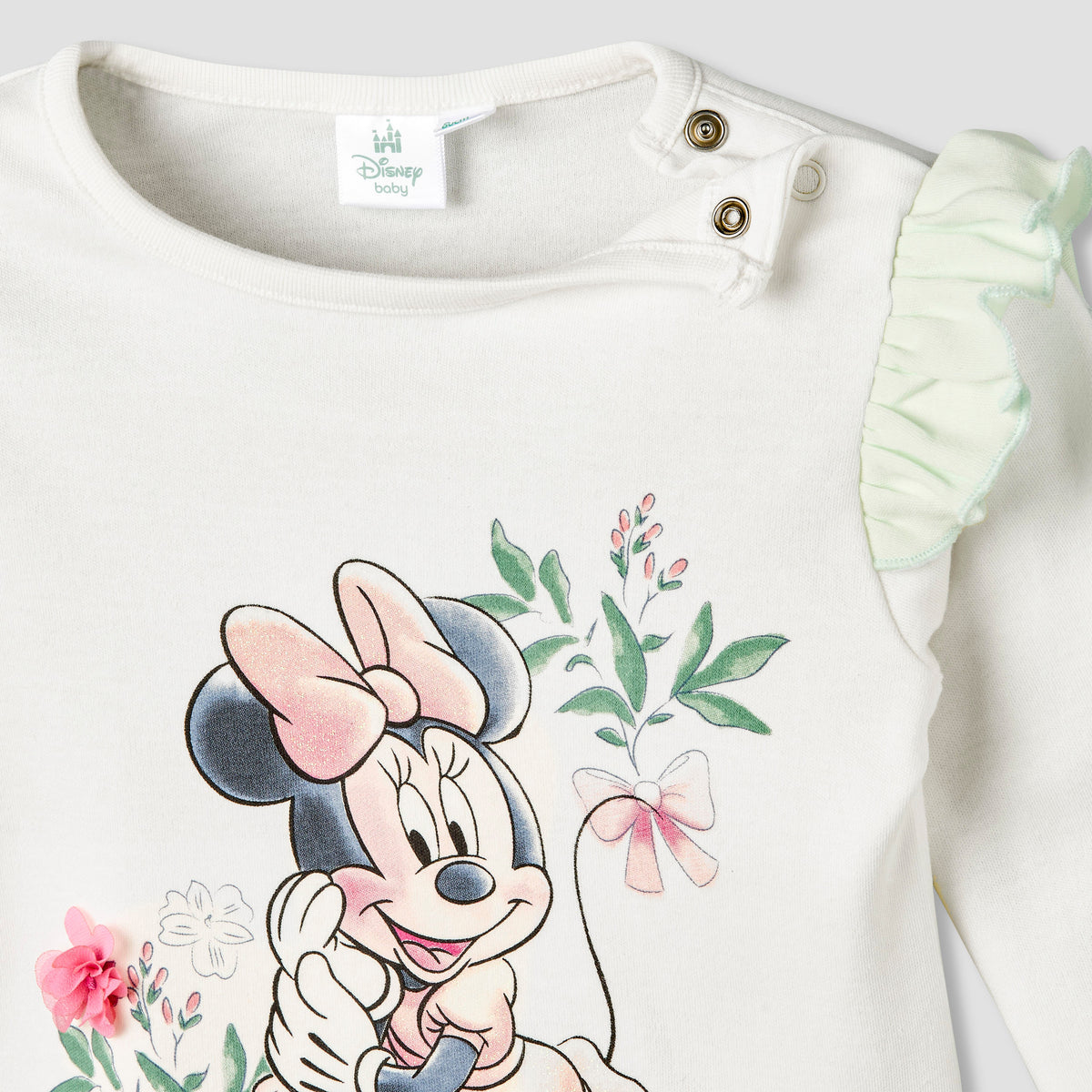 Disney Cotton Round Neck Long Sleeve Pyjama Set with Minnie Mouse Print