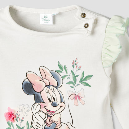 Disney Cotton Round Neck Long Sleeve Pyjama Set with Minnie Mouse Print
