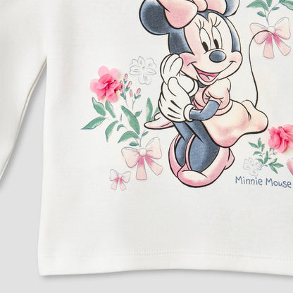 Disney Cotton Round Neck Long Sleeve Pyjama Set with Minnie Mouse Print