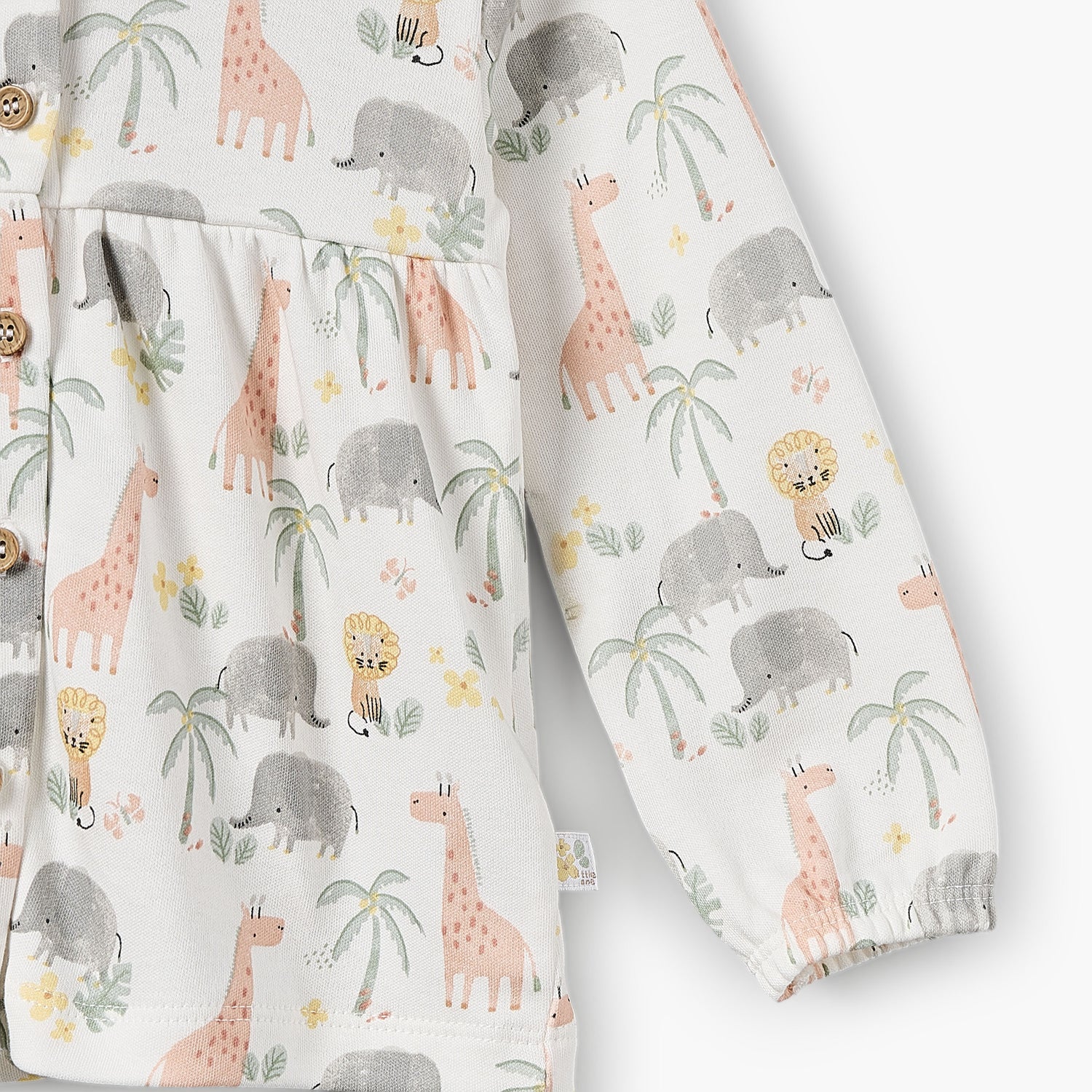 Juniors Cotton Round Neck Long Sleeves Pyjama Set with Safari Print