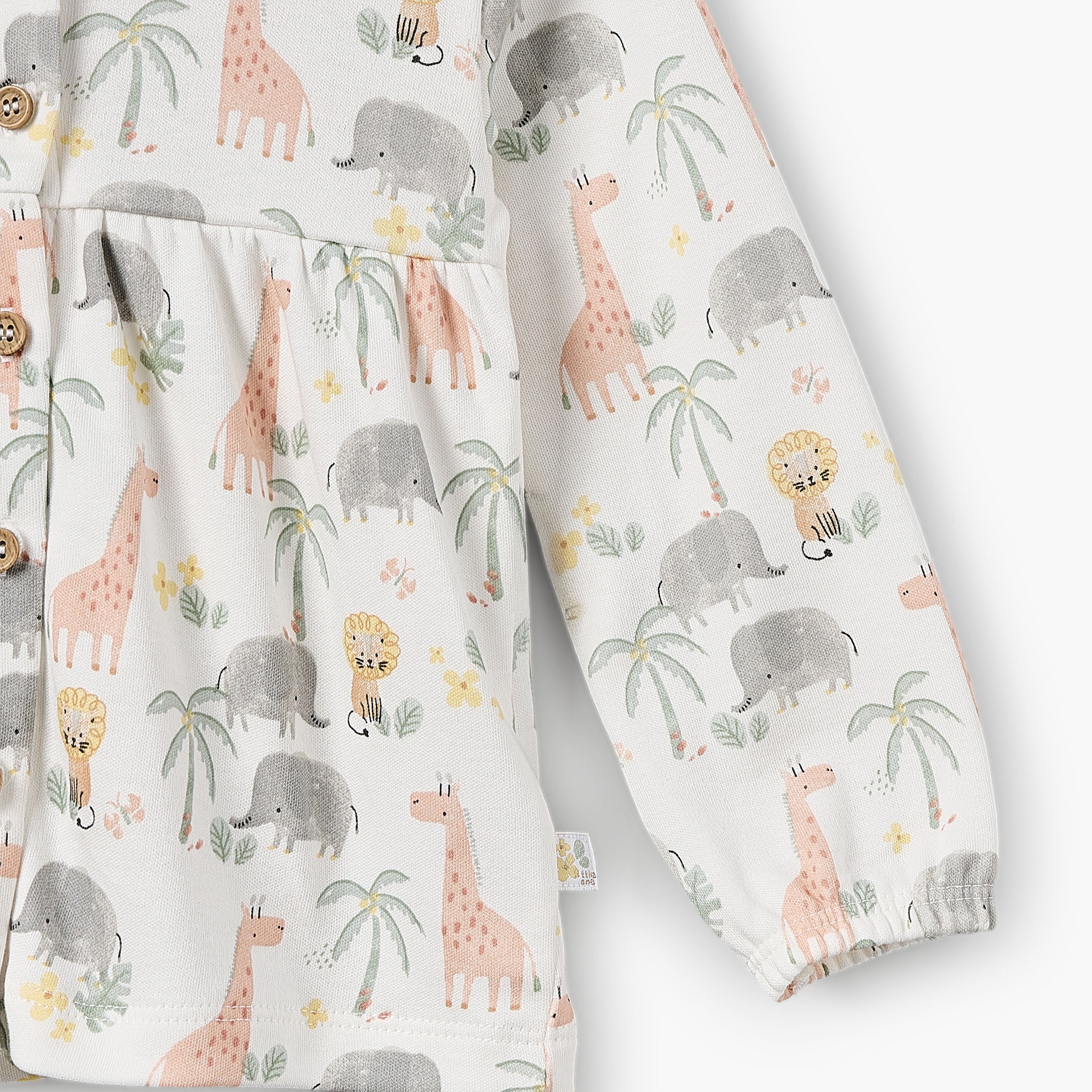 Juniors Cotton Round Neck Long Sleeves Pyjama Set with Safari Print