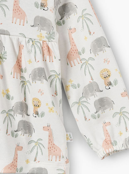 Juniors Cotton Round Neck Long Sleeves Pyjama Set with Safari Print-baby-girls-clothing-nightwear-pyjamasets-image-6