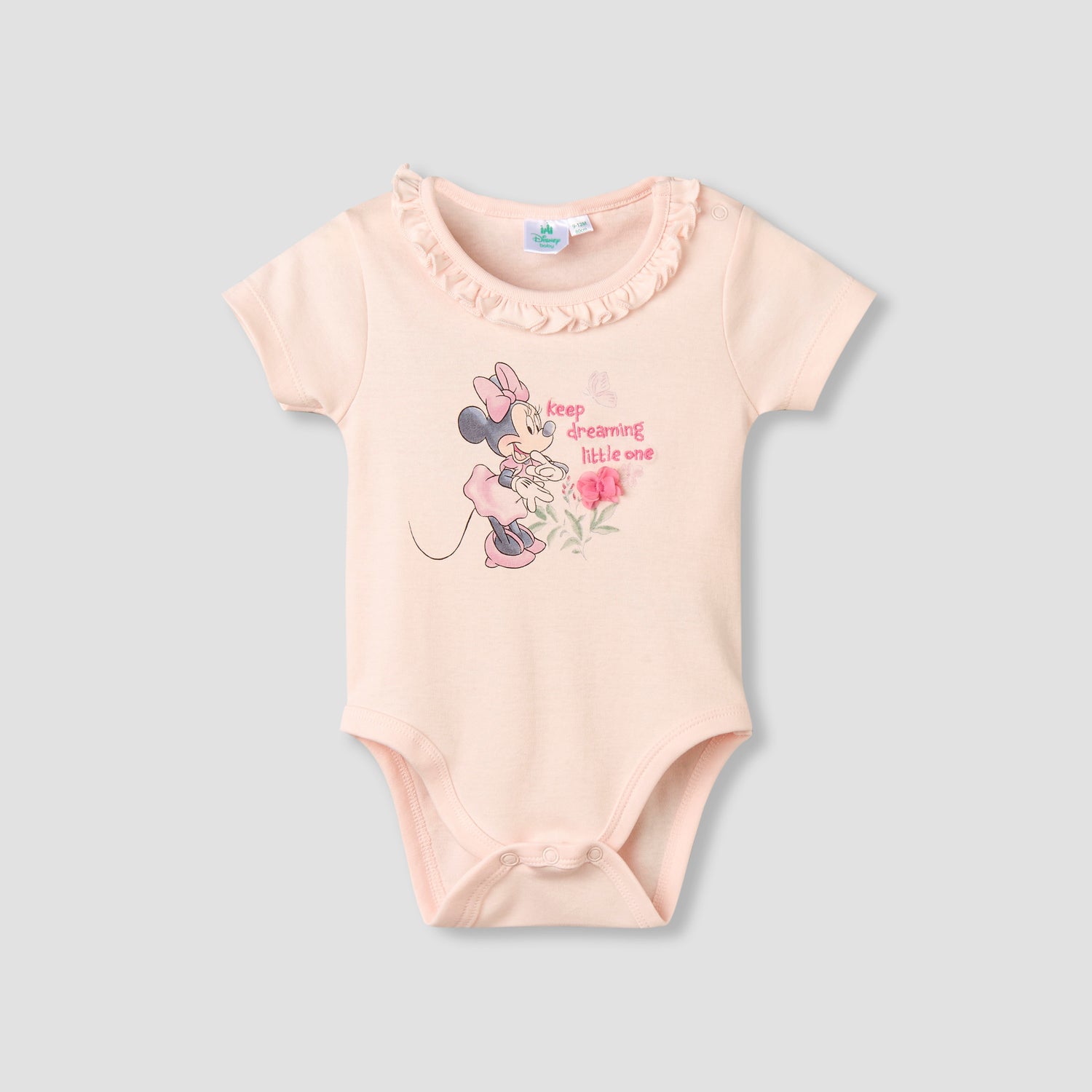 Disney Cotton Round Neck Short Sleeves Bodysuit and Leggings Set with Minnie Mouse Print
