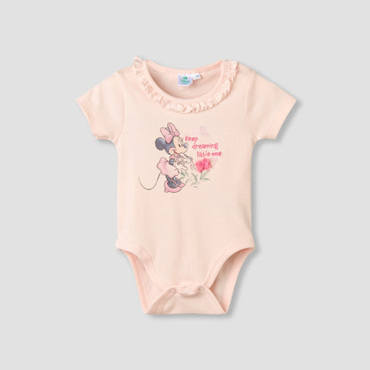 Disney Cotton Round Neck Short Sleeves Bodysuit and Leggings Set with Minnie Mouse Print