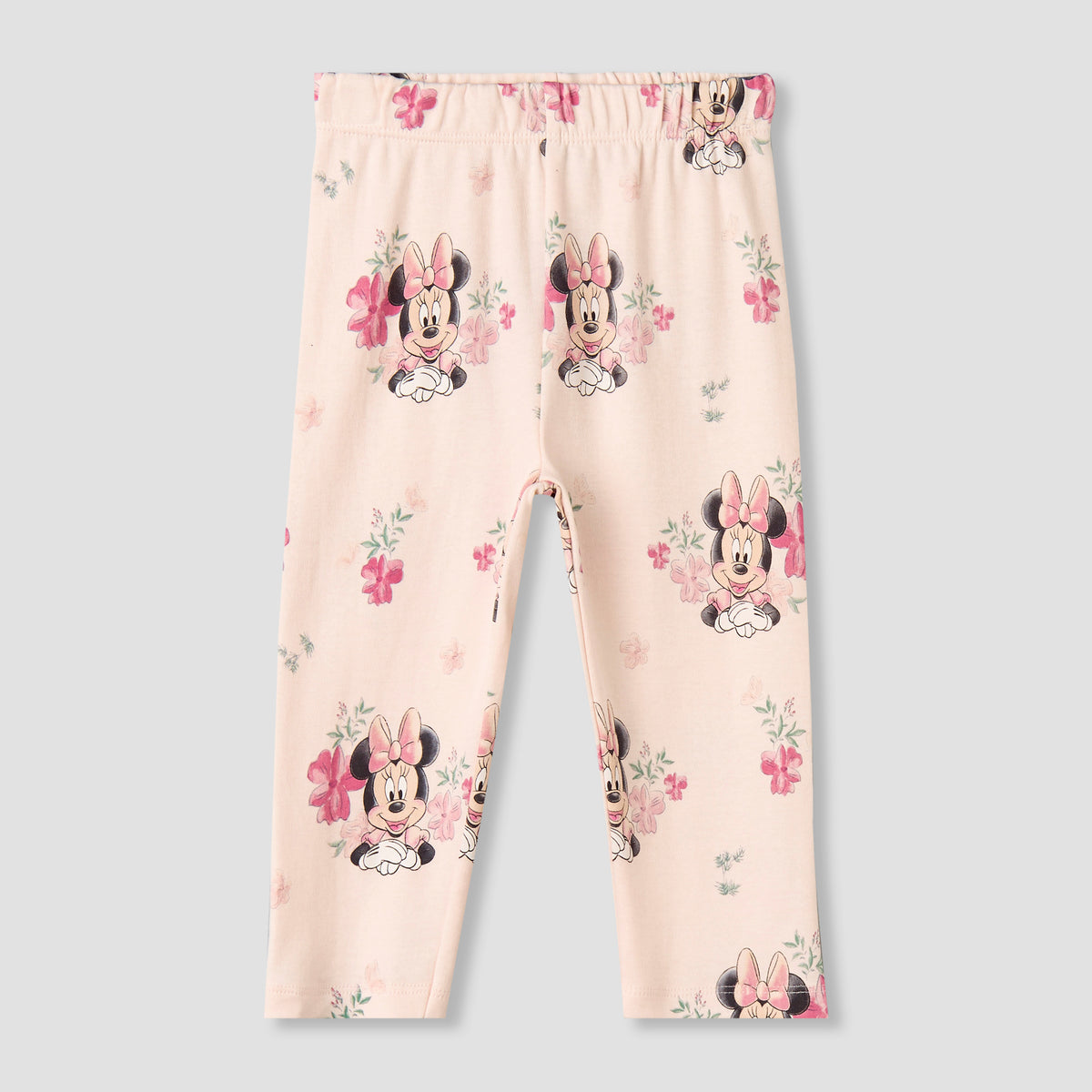 Disney Cotton Round Neck Short Sleeves Bodysuit and Leggings Set with Minnie Mouse Print