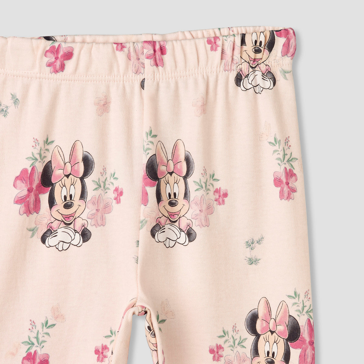 Disney Cotton Round Neck Short Sleeves Bodysuit and Leggings Set with Minnie Mouse Print