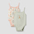 Pack of 2 Juniors Cotton Square Neck Sleeveless Bodysuit with Giraffe Print - Pink / 12-18 mths