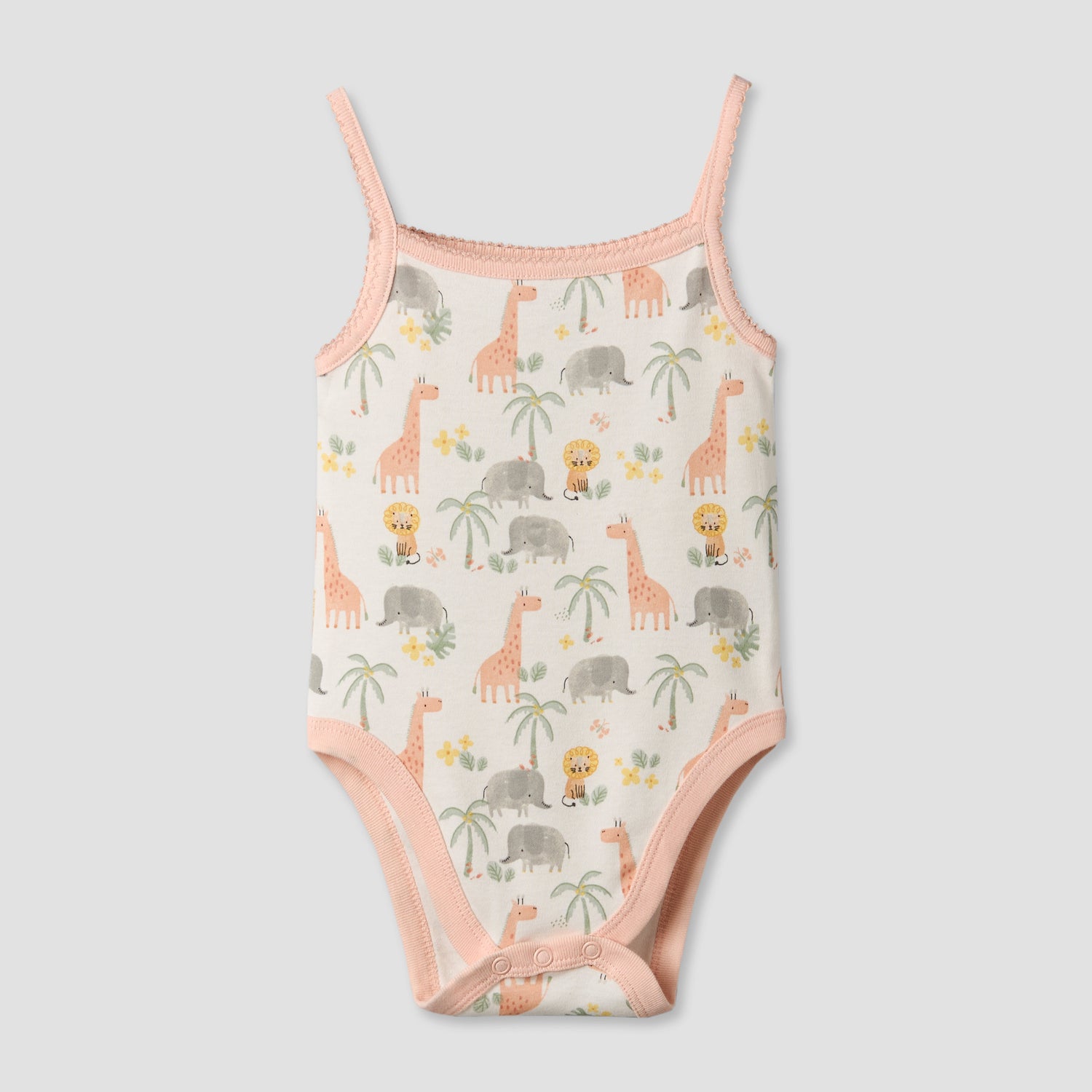 Pack of 2 Juniors Cotton Square Neck Sleeveless Bodysuit with Giraffe Print