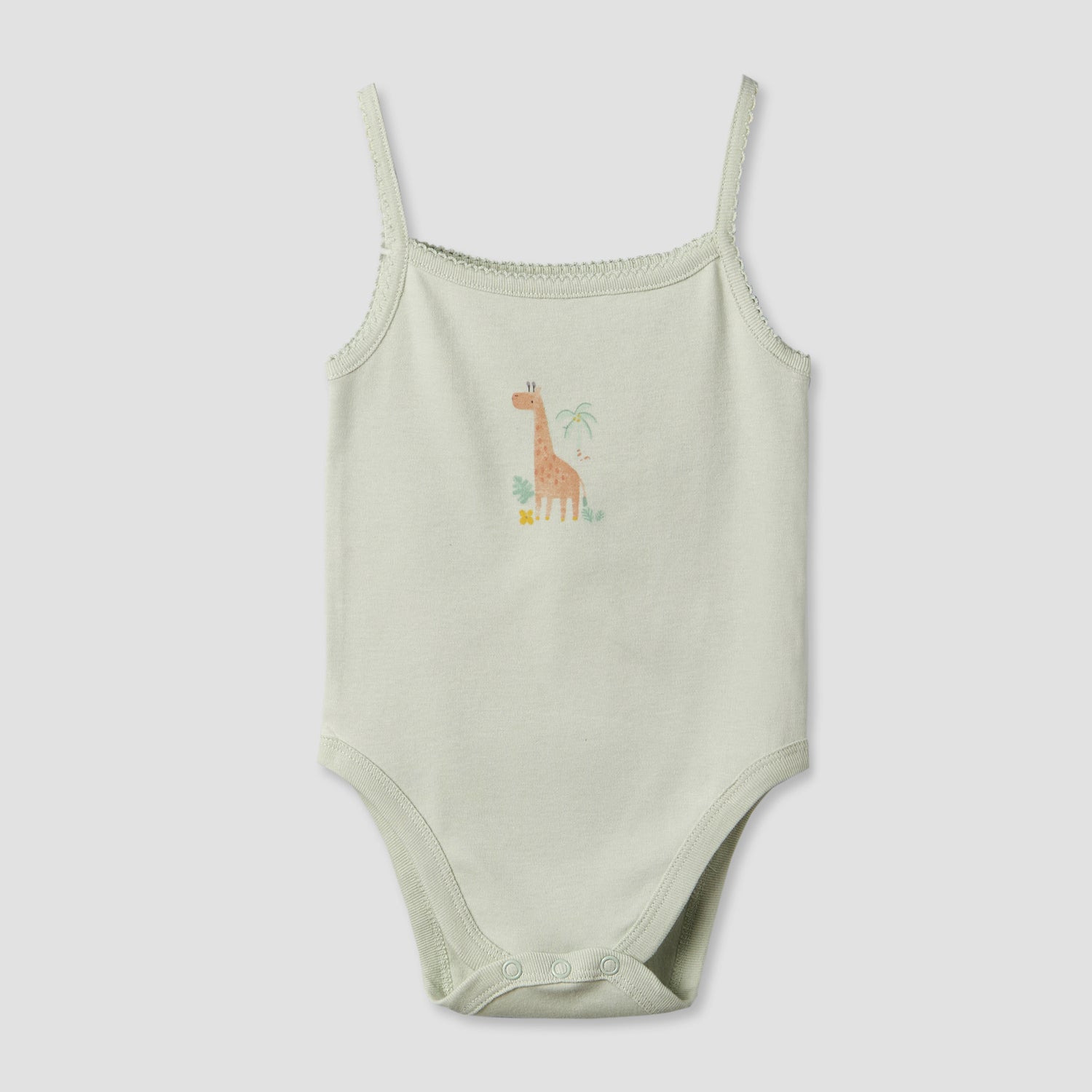 Pack of 2 Juniors Cotton Square Neck Sleeveless Bodysuit with Giraffe Print