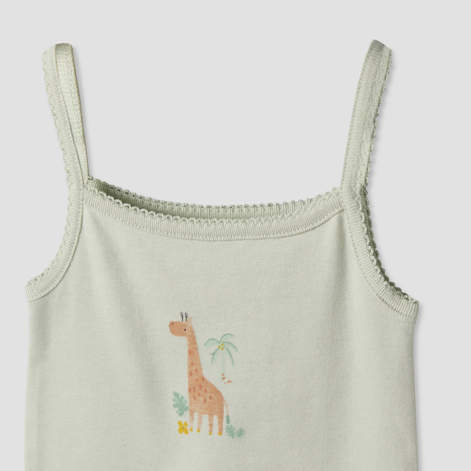 Pack of 2 Juniors Cotton Square Neck Sleeveless Bodysuit with Giraffe Print