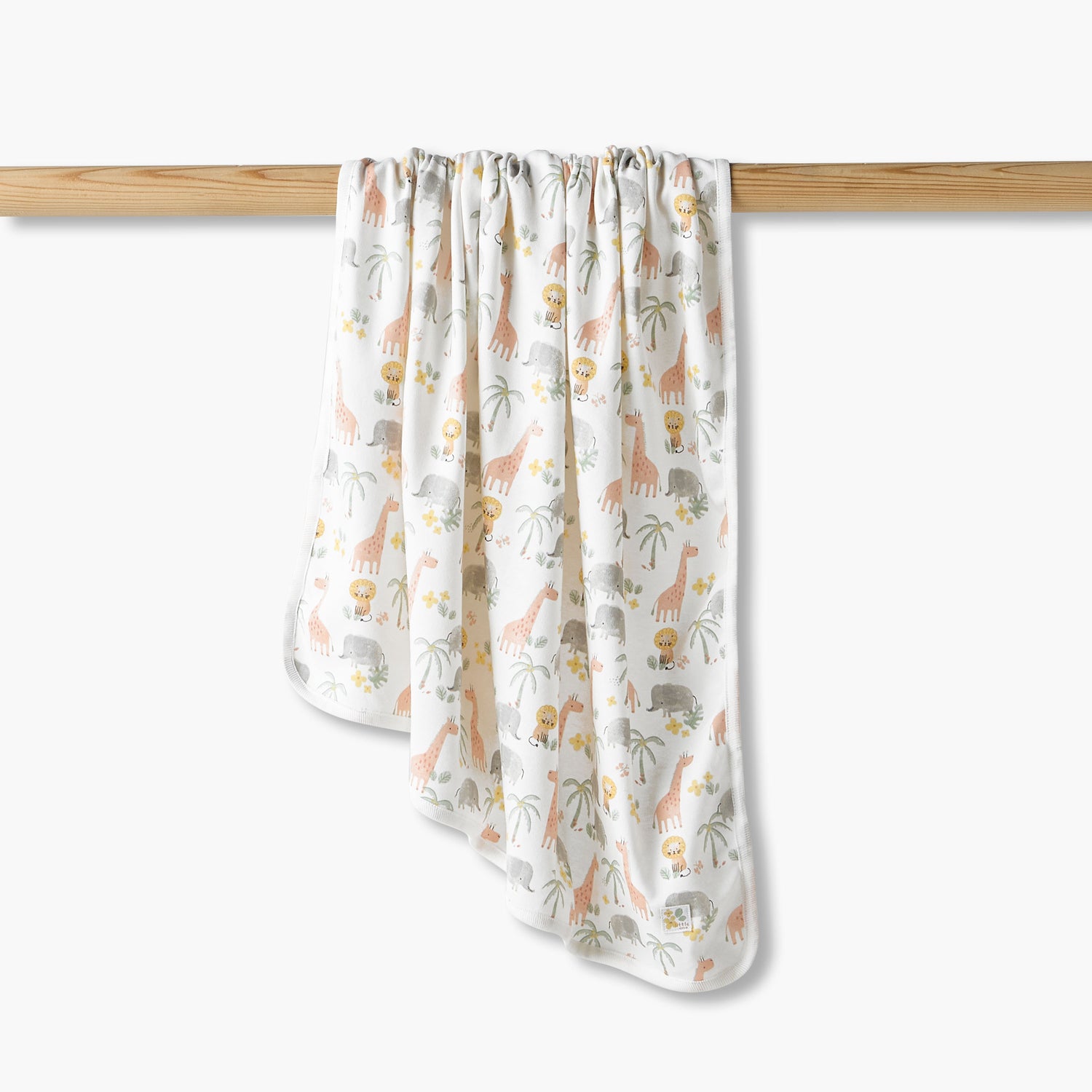 Juniors Receiving Blanket with Safari Print - White / 0-6 mths