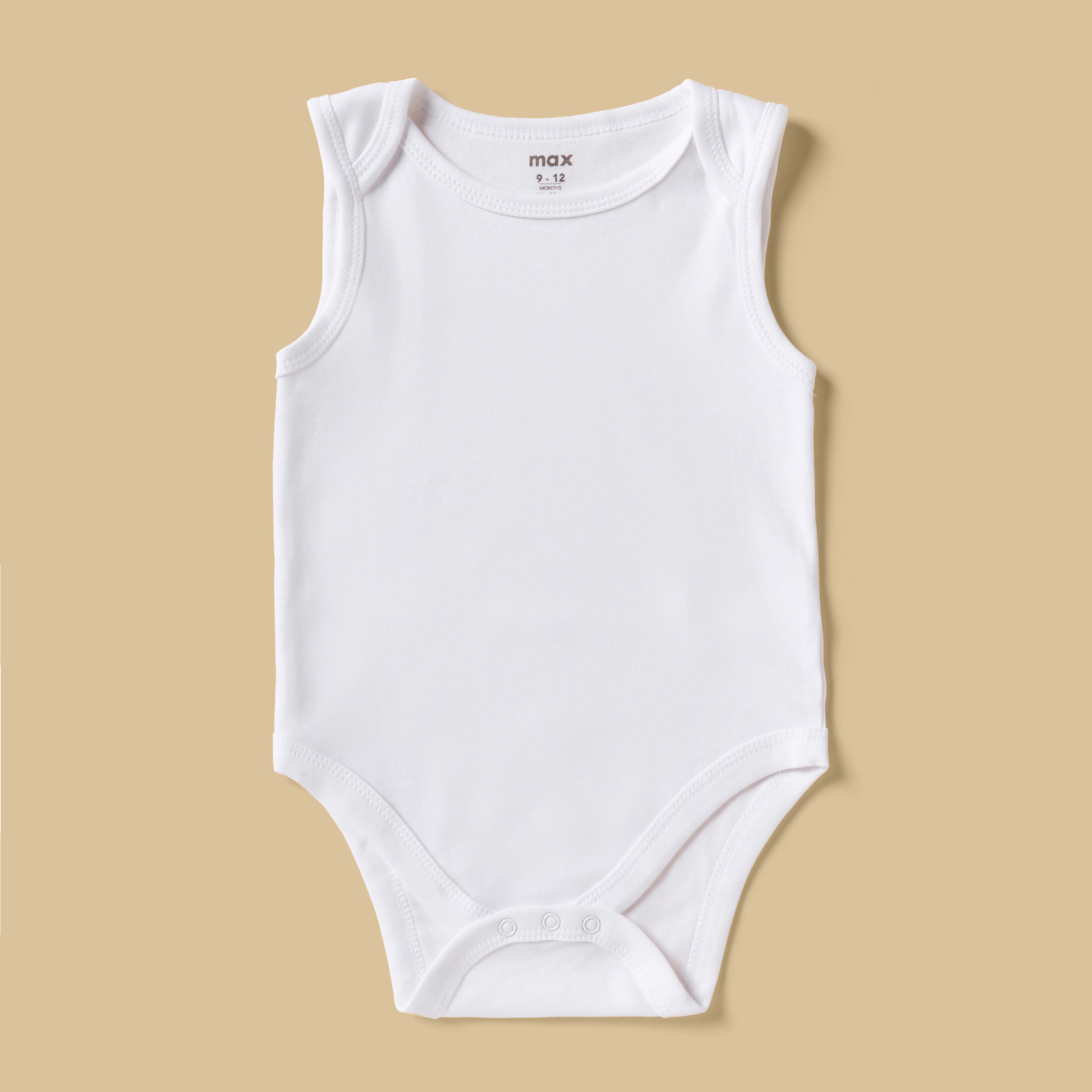 Pack of 3 - Plain BCI Cotton Sleeveless Bodysuit with Snap Closure