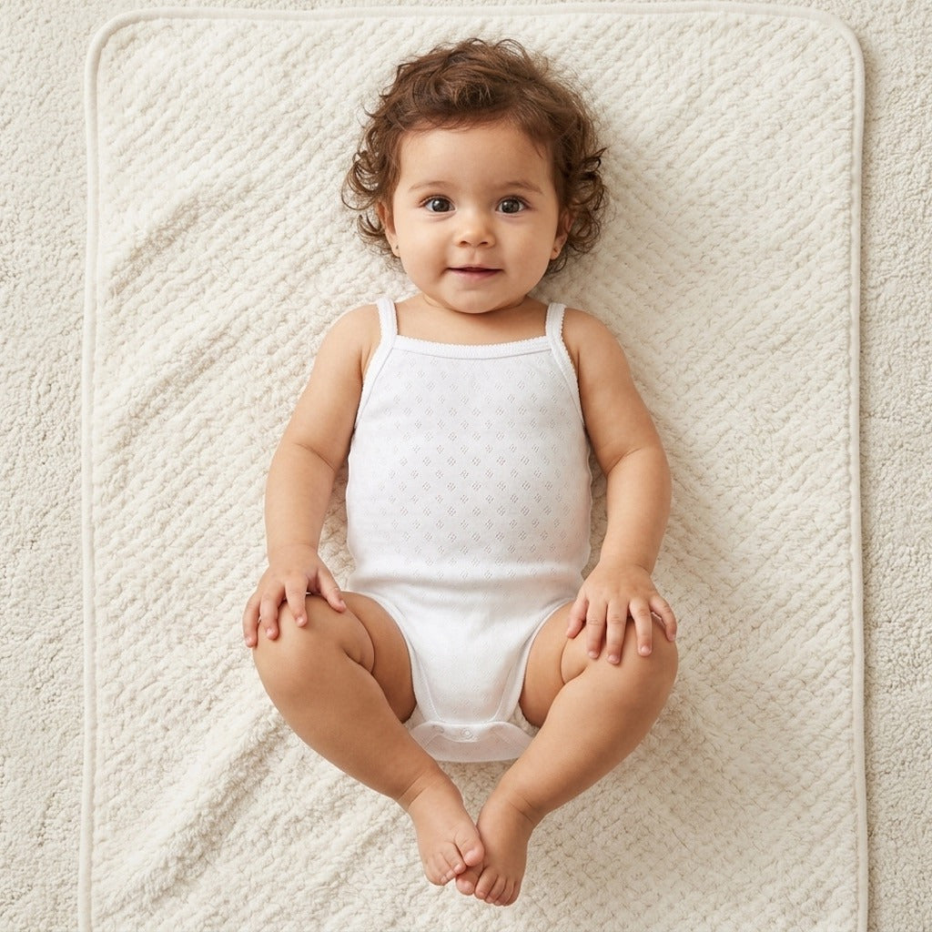 Pack of 3 - Plain Bodysuit with Spaghetti Straps - White / 12-18 mths