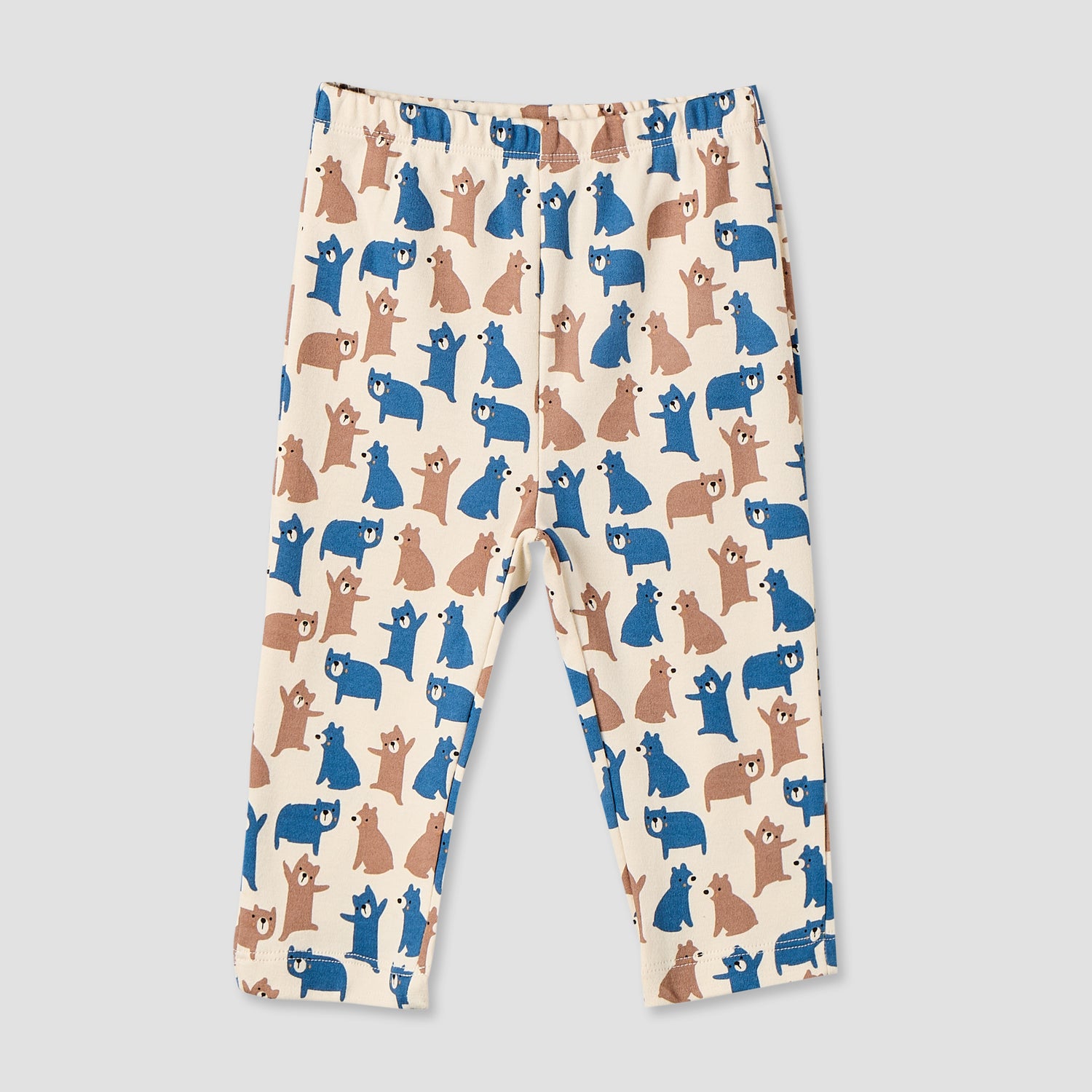 Juniors Cotton Crew Neck Long Sleeves Pyjama Set with Bear Print