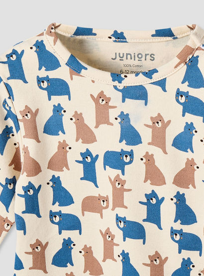 Juniors Cotton Crew Neck Long Sleeves Pyjama Set with Bear Print-baby-boys-clothing-nightwear-pyjamasets-image-5